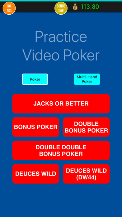 Emulate iPhone app Practice Video Poker using MyAndroid