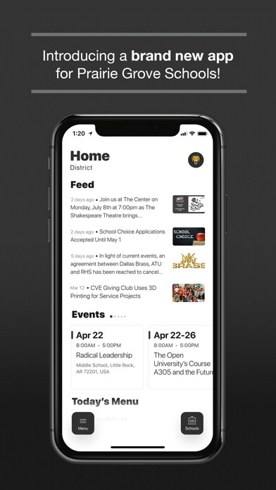 Emulate iPhone app Prairie Grove Schools, AR using MyAndroid