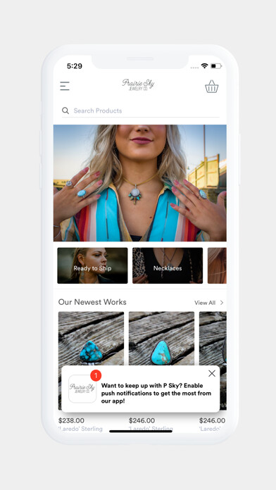Emulate iPhone app Prairie Sky Jewelry Co using MyAndroid