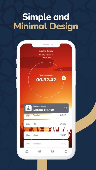 Emulate iPhone app Prayer Times Lite using MyAndroid
