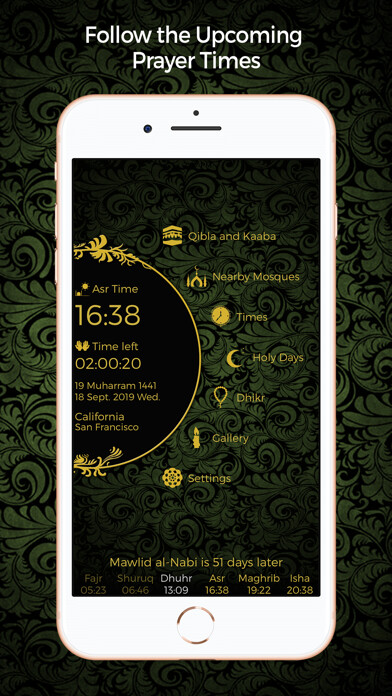 Emulate iPhone app Prayer Times: Pro Athan. Qibla using MyAndroid
