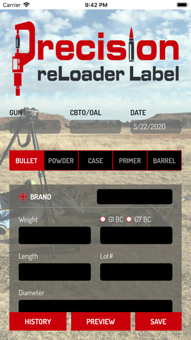 Emulate iPhone app Precision reLoader Label using MyAndroid