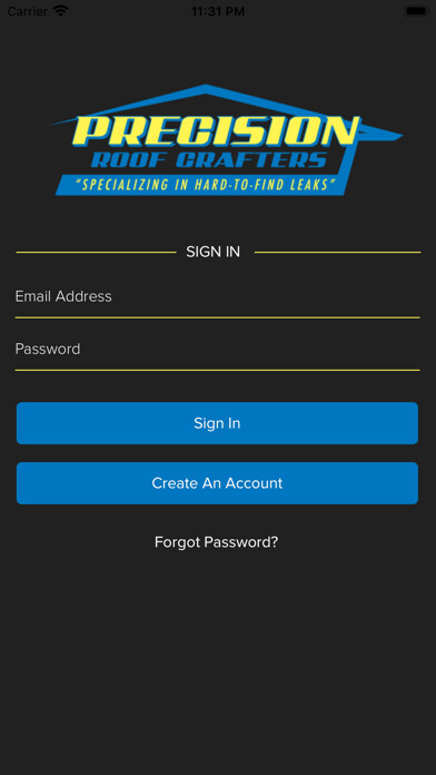 Emulate iPhone app Precision Roof Crafters, Inc. using MyAndroid