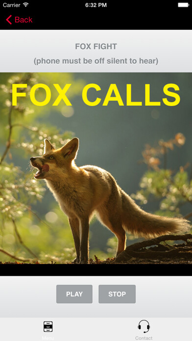 Emulate iPhone app Predator Calls for Fox Hunting & Predator Hunting using MyAndroid