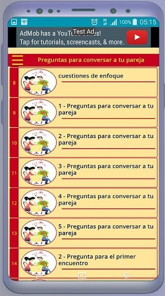 Run android online APK Preguntas para conversar a tu pareja from MyAndroid or emulate Preguntas para conversar a tu pareja using MyAndroid
