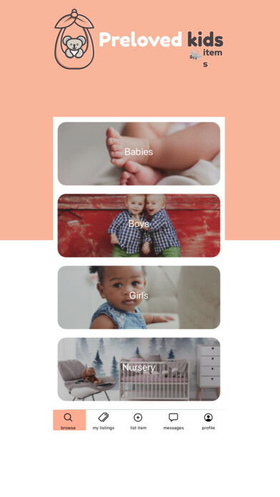 Emulate iPhone app Preloved Kids Items using MyAndroid