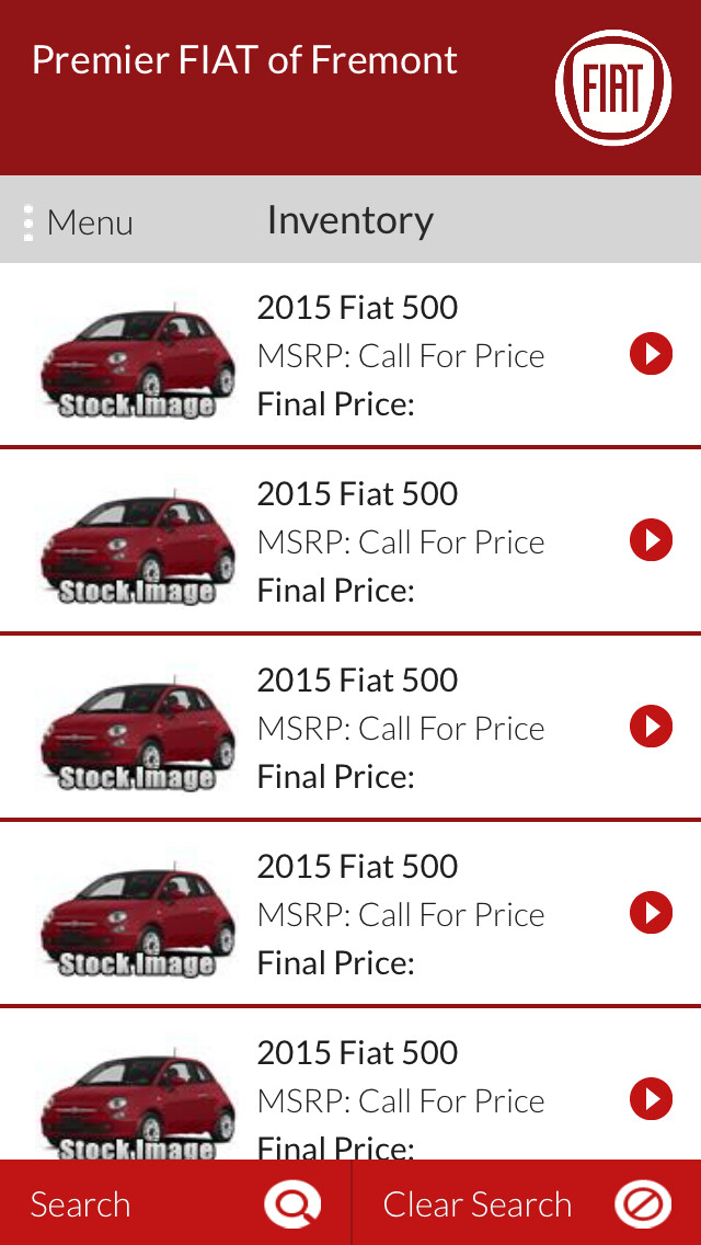 Emulate iPhone app Premier FIAT of Fremont using MyAndroid Emulate iPhone app Premier FIAT of Fremont using MyAndroid