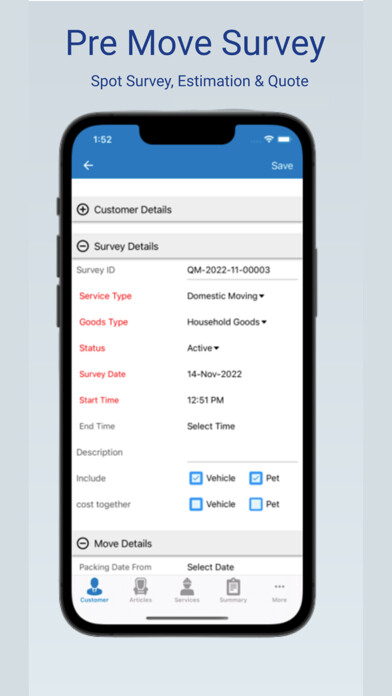 Emulate iPhone app Pre Move Survey using MyAndroid Emulate iPhone app Pre Move Survey using MyAndroid