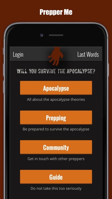 Emulate iPhone app PrepperMe - Survive Apocalypse using MyAndroid