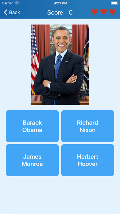 Emulate iPhone app Presidents of the USA - quiz using MyAndroid Emulate iPhone app Presidents of the USA - quiz using MyAndroid