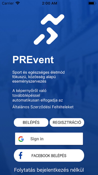 Emulate iPhone app PREvent - Eseményszervező using MyAndroid