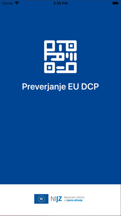 Emulate iPhone app Preverjanje EU DCP using MyAndroid