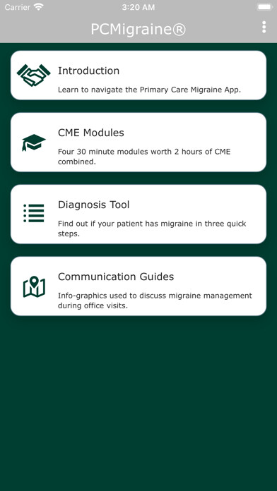 Emulate iPhone app Primary Care Migraine© NHF using MyAndroid