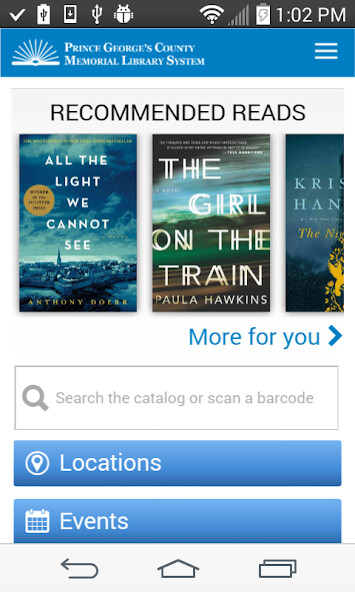 Emulate Android APK Prince Georges County Library