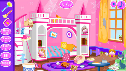 Emulate iPhone app Princess room cleanup games using MyAndroid