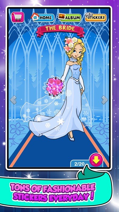 Emulate iPhone app Princess Sticker Salon Game - frozen make-up wedding & dress up girl makeover! using MyAndroid