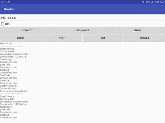 Emulate Android APK Printer Test Bixolon