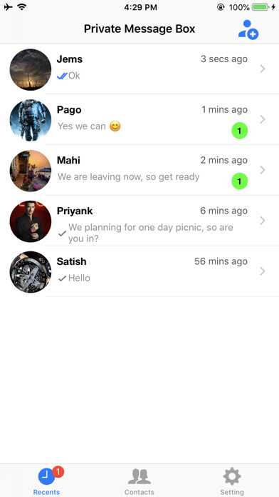 Emulate iPhone app Private Message Box using MyAndroid