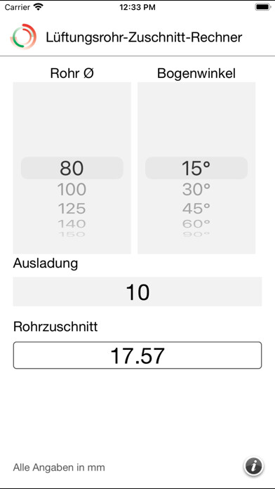 Emulate iPhone app ProAir Rechner using MyAndroid
