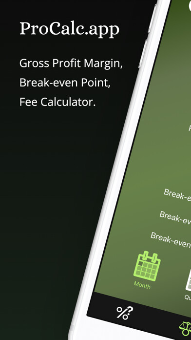 Emulate iPhone app ProCalc.app: Margin, BreakEven using MyAndroid