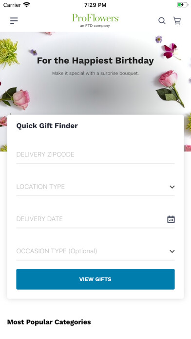 Emulate iPhone app ProFlowers: Delivered Fresh using MyAndroid Emulate iPhone app ProFlowers: Delivered Fresh using MyAndroid