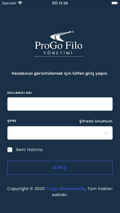 Emulate iPhone app Progo Filo Yönetimi using MyAndroid