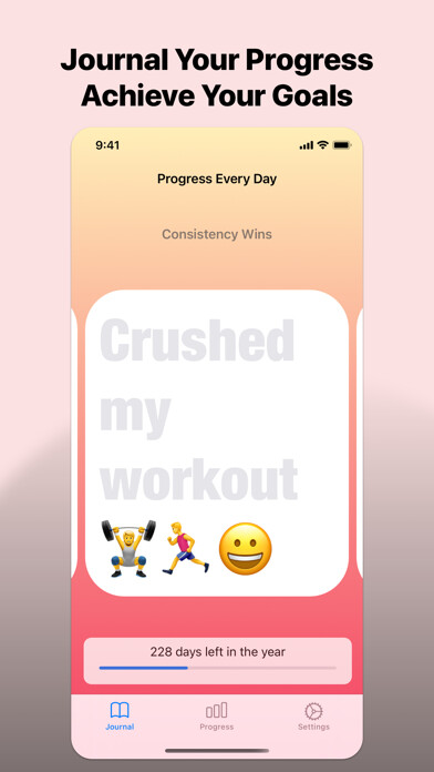 Emulate iPhone app Progress Every Day Journal using MyAndroid
