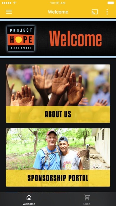 Emulate iPhone app Project Hope Worldwide using MyAndroid