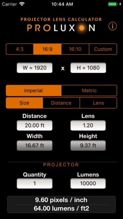 Emulate iPhone app Projector Lens Calculator using MyAndroid Emulate iPhone app Projector Lens Calculator using MyAndroid
