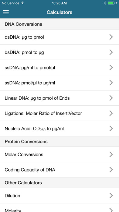 Emulate iPhone app Promega Biomath Calculators using MyAndroid