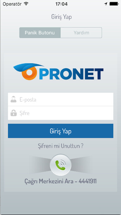 Emulate iPhone app Pronet Kurumsal Panik Butonu using MyAndroid