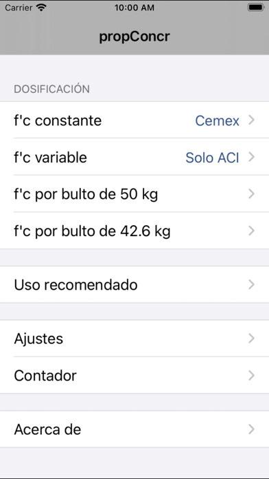 Emulate iPhone app Proporcionamiento concreto using MyAndroid Emulate iPhone app Proporcionamiento concreto using MyAndroid