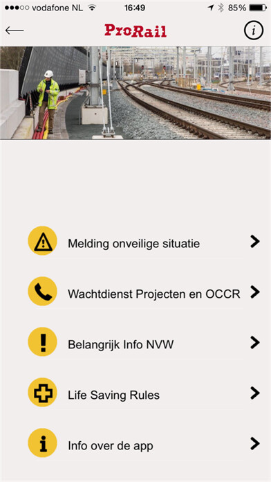 Emulate iPhone app ProRail Veiligheidsapp using MyAndroid