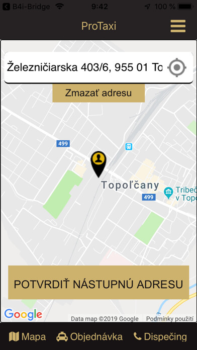 Emulate iPhone app ProTaxi Topoľčany using MyAndroid