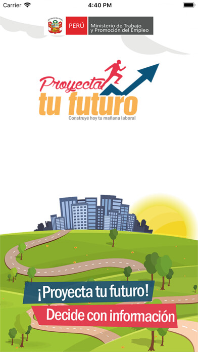 Emulate iPhone app Proyecta tu futuro using MyAndroid