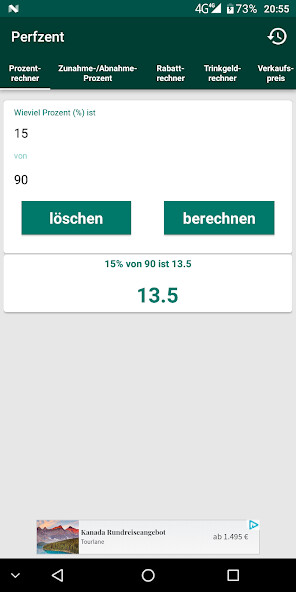 Run android online APK Prozentrechner, Prozentrechnen from MyAndroid or emulate Prozentrechner, Prozentrechnen using MyAndroid