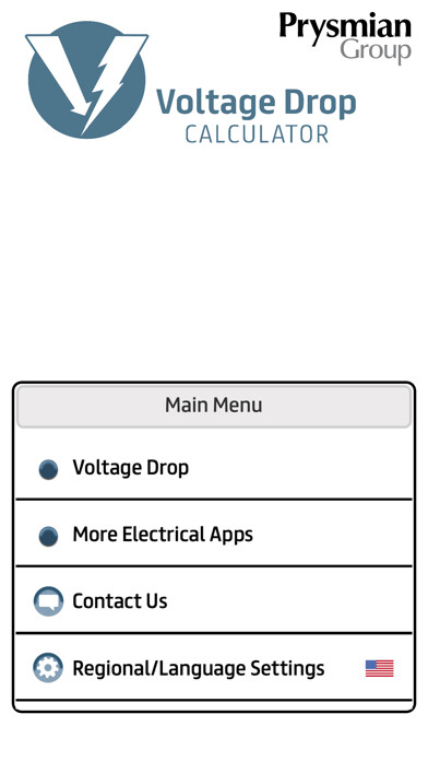 Emulate iPhone app Prysmian Group Voltage Drop using MyAndroid