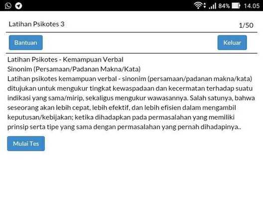 Emulate Android APK Psikotes - Sinonim