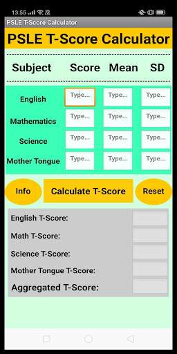 Run android online APK PSLE T-Score Calculator from MyAndroid or emulate PSLE T-Score Calculator using MyAndroid