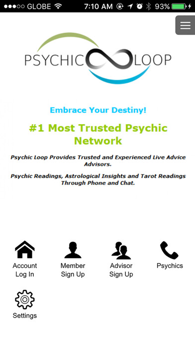 Emulate iPhone app Psychic Loop - Live Psychic Reading using MyAndroid