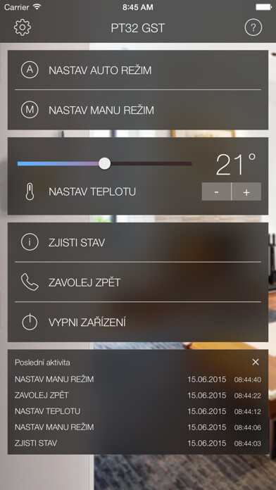 Emulate iPhone app PT32 GST - GSM termostat using MyAndroid
