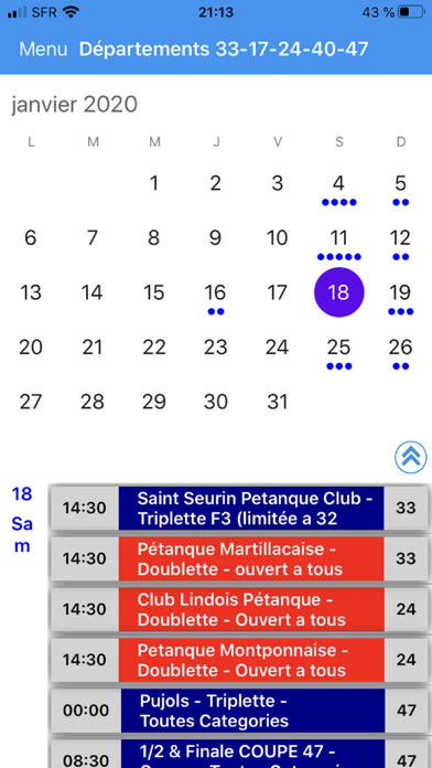 Emulate iPhone app Pétanque Calendriers Concours using MyAndroid Emulate iPhone app Pétanque Calendriers Concours using MyAndroid