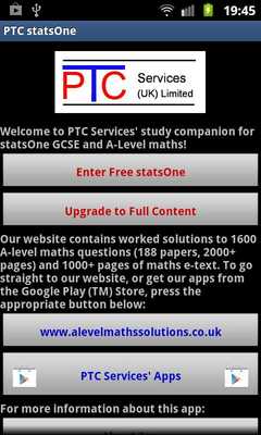 Emulate Android APK PTC GCSE and A-Level statsOne