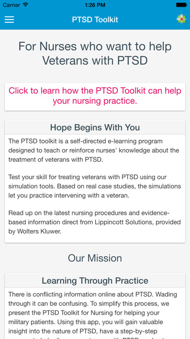Emulate iPhone app PTSD Toolkit for Nurses using MyAndroid Emulate iPhone app PTSD Toolkit for Nurses using MyAndroid