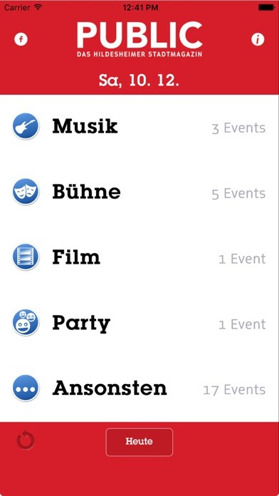 Emulate iPhone app PUBLIC Veranstaltungskalender using MyAndroid