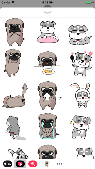 Emulate iPhone app Pug and Poodle Animated using MyAndroid