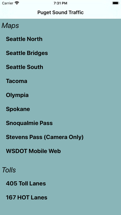 Emulate iPhone app Puget Sound Traffic using MyAndroid