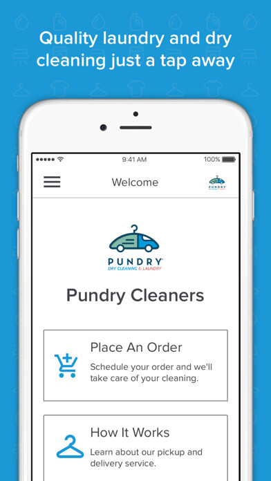 Emulate iPhone app PUNDRY Cleaners using MyAndroid