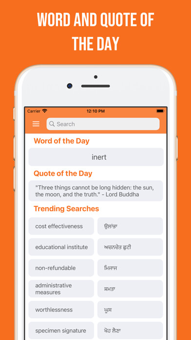 Emulate iPhone app Punjabi and English Dictionary using MyAndroid