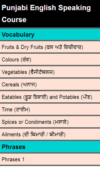 Emulate iPhone app punjabi english speaking course using MyAndroid